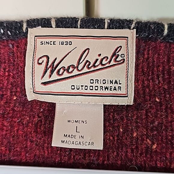 Cardigan by Woolrich Wool Cotton Tweed Blend Maroon with color flecks Size Large - Picture 3 of 6